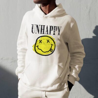 Unhappy Face Graphic Print Men's Oversize Hoodie by Shopnova 320g