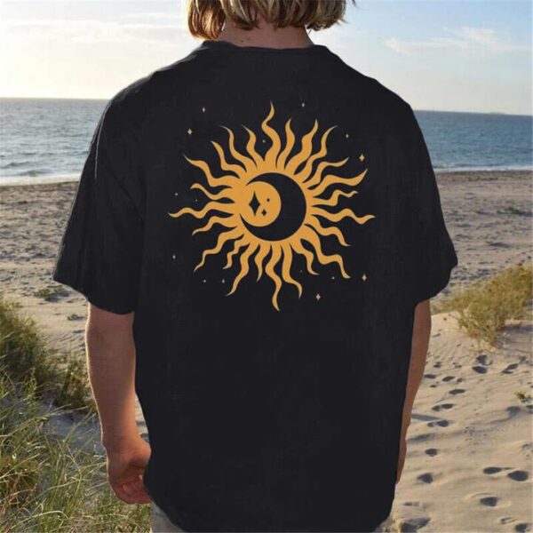 Sun & Moon Printed Oversized Streetwear Men's T-Shirts, Black by Shopnova