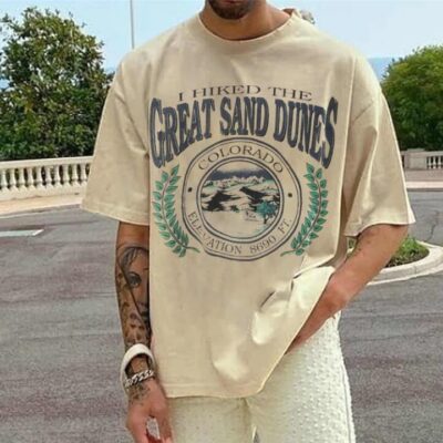 Great Sand Dunes Print T-shirt Men's Retro Casual T-shirts by Shopnova