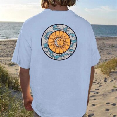 Sun & Moon Printed Oversized Streetwear Men's T-Shirts, White by Shopnova
