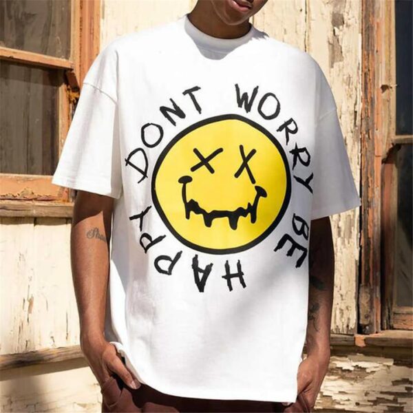 Dont Worry Be Happy T-Shirt Smile Face Men's T-Shirt by Shopnova