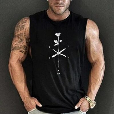 Shopnova Rose Pattern Men's Casual Tank Top