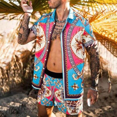 Shopnova Men's Hawaiian Outfit Vacation Outfits Two Pieces Beachwear