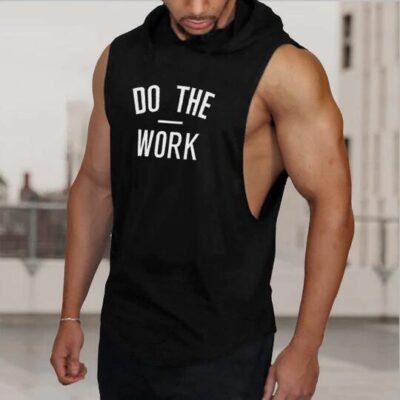 DO THE WORK Print Men's Sleeveless Hoodie Tank Top by Shopnova