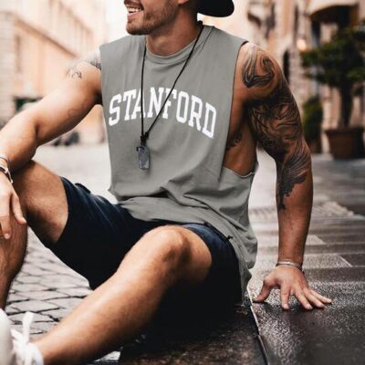 STANFORD Letter Print Men's Casual Tank Top by Shopnova