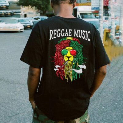 Reggae Music T-Shirts Rasta Lion Printed Men's Tee by Shopnova