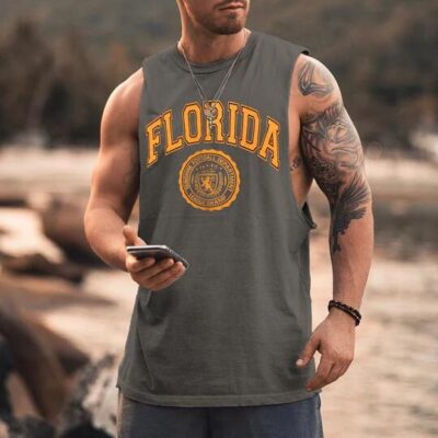 Florida Graphic Print Men's Tank Top by Shopnova