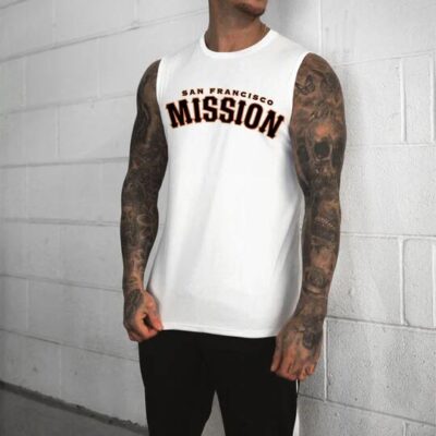 MISSION Letter Graphic Print Men's Tank Top by Shopnova