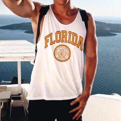Florida Alphabet Graphic Print Men's Casual Tank Top