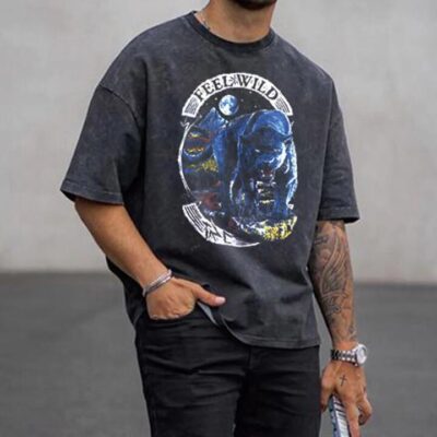 Panther Animal Print Graphics Men's Oversized T-shirts by Shopnova