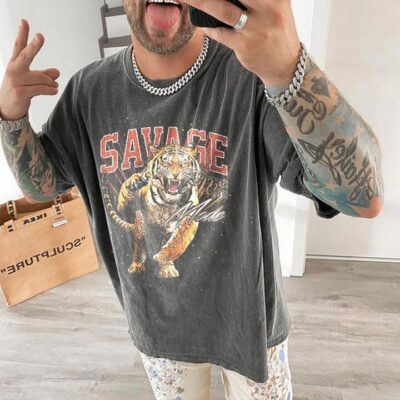Savage Tiger Graphics Men's Black T-Shirts by Shopnova