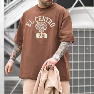 Tiger Printed Drop Shoulder Men's Casual T-shirts by Shopnova