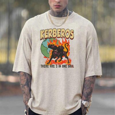 Kerberos Dog T-shirts Men's Oversied Casual Tee by Shopnova