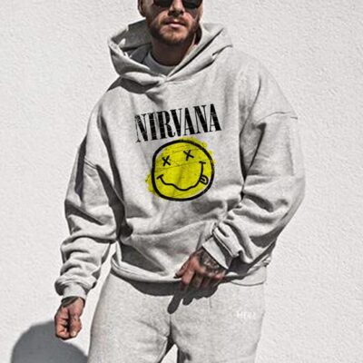 Smiley Alphabet Graphic Print Men's Oversize Hoodie by Shopnova