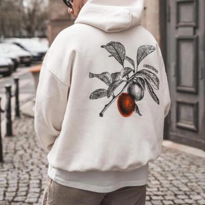 Botanical Graphic Print Men's Oversize Hoodie by Shopnova