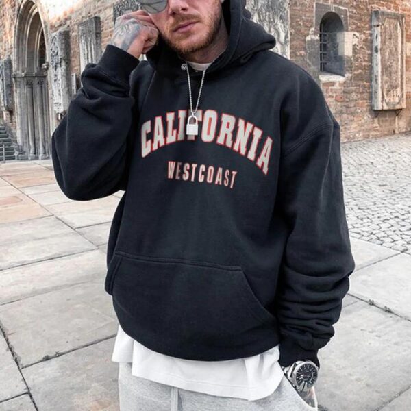California Alphabet Graphic Print Men's Oversize Hoodie by Shopnova
