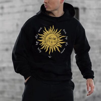 Sun & Moon Graphic Print Men's Oversize Hoodie by Shopnova