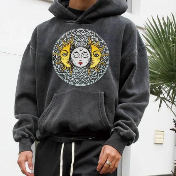 Sun Graphic Print Men's Black Oversize Hooide by Shopnova