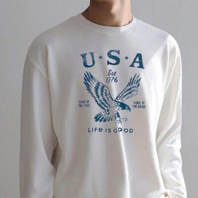 USA Eagle Print Men's Loose Long Sleeve T-Shirts
