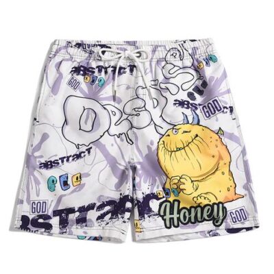 Men's beach pants loose casual cartoon printed shorts