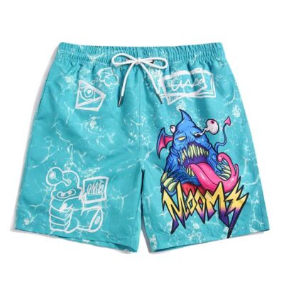 Men's beach pants loose casual cartoon printed shorts