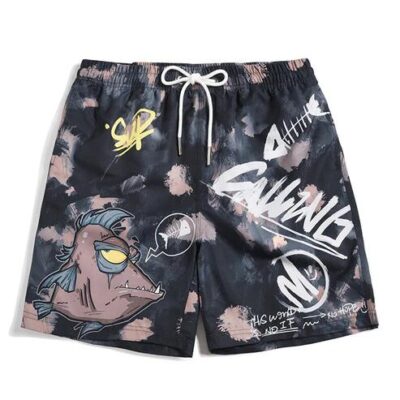 Men's beach pants loose casual cartoon printed shorts