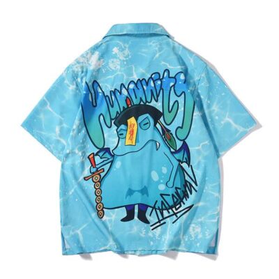 Men's Short Sleeve Shirt Men's couple loose summer hip hop Hawaiian style shirt