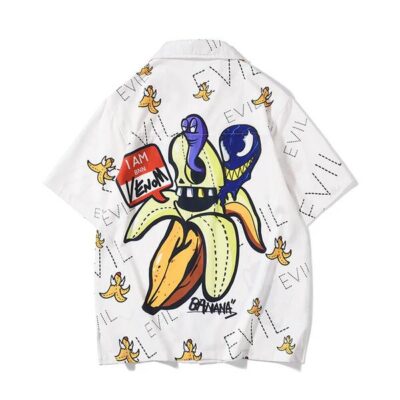 Men's Short Sleeve Shirt Men's couple loose summer hip hop Hawaiian style shirt