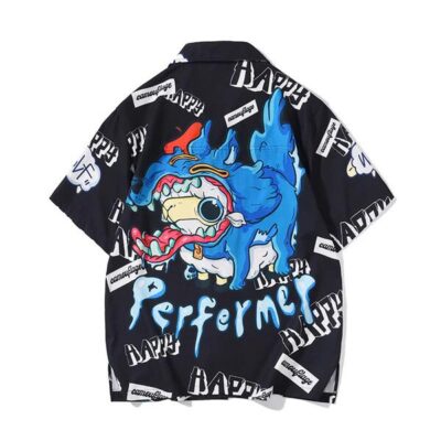 Men's Short Sleeve Shirt Men's couple loose summer hip hop Hawaiian style shirt
