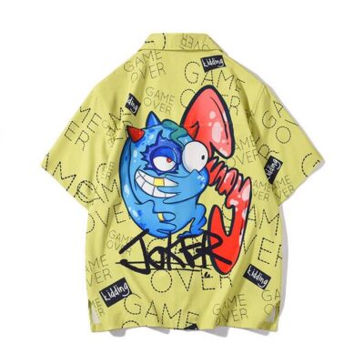 Men's Short Sleeve Shirt Men's couple loose summer hip hop Hawaiian style shirt