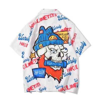 Men's Short Sleeve Shirt Men's couple loose summer hip hop Hawaiian style shirt