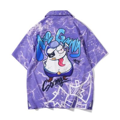 Men's Short Sleeve Shirt Men's couple loose summer hip hop Hawaiian style shirt