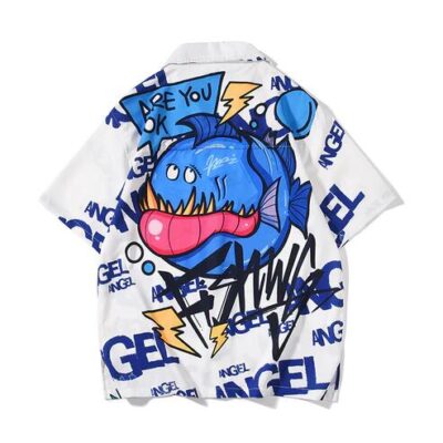 Men's Short Sleeve Shirt Men's couple loose summer hip hop Hawaiian style shirt