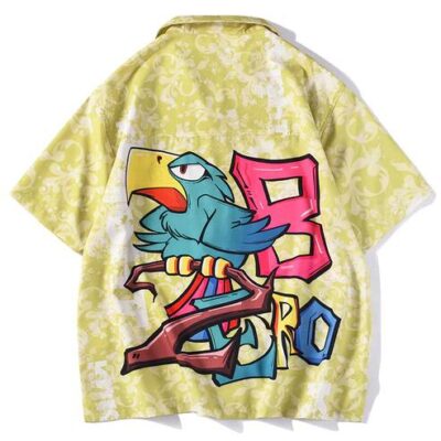 Men's Short Sleeve Shirt Men's couple loose summer hip hop Hawaiian style shirt
