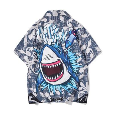 Men's Short Sleeve Shirt Men's couple loose summer hip hop Hawaiian style shirt