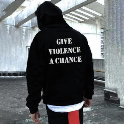Shopnova Give Violence a Chance Oversize Fleece Hoodie 320g