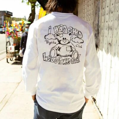 Teddy Bear Graphic Print Men's Long Sleeve T-Shirt