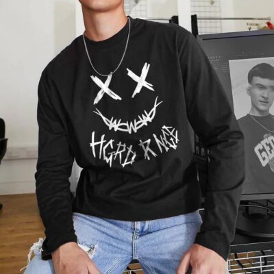 Alphabet Graphic Print Men's Long Sleeve T-Shirt