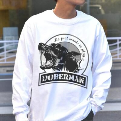 Doberma Men's Dog Print Long Sleeve T-Shirts