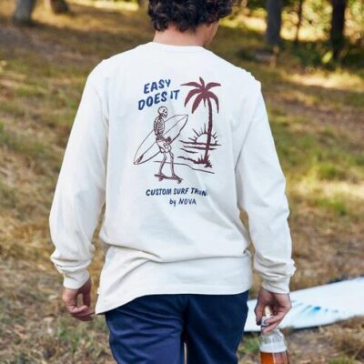 Skull Surfing Men's Casual Long Sleeve T-Shirts