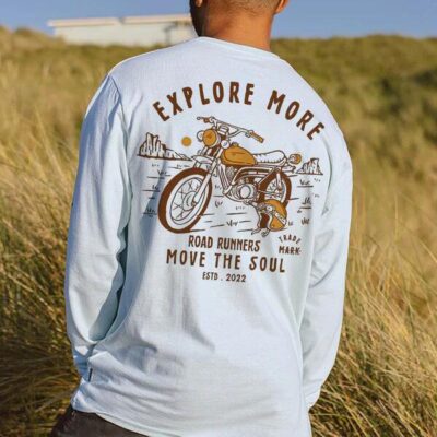 Motorcycle Print Men's Casual Long Sleeve T-shirts
