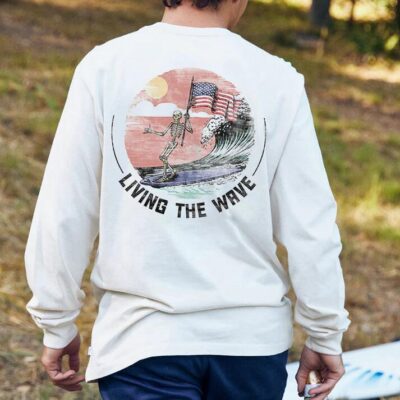 Living the Wave Men's Skull Print Long Sleeve T-Shirts