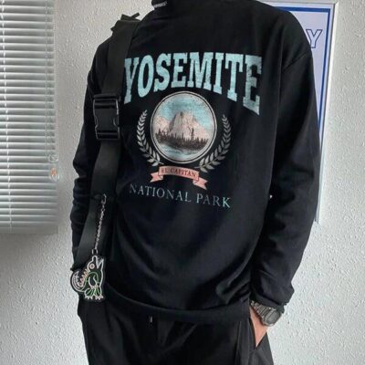 Yosemite Printed Men's Streetwear Casual Long Sleeve T-shirts
