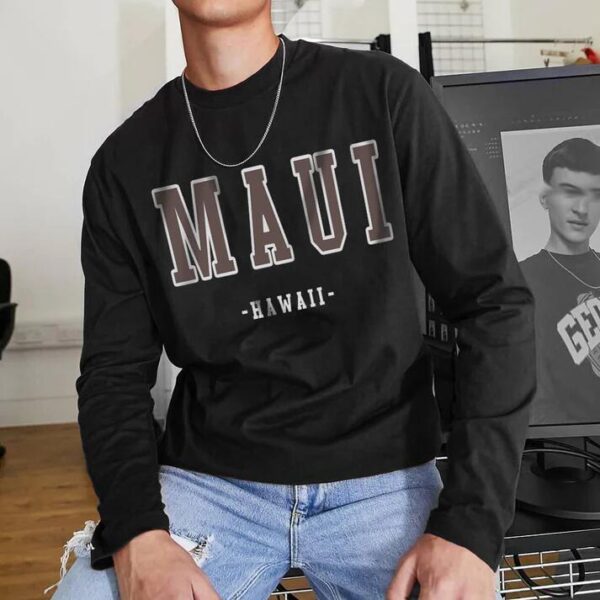 MAUI Hawaii Print Men's Casual Long Sleeve T-Shirt
