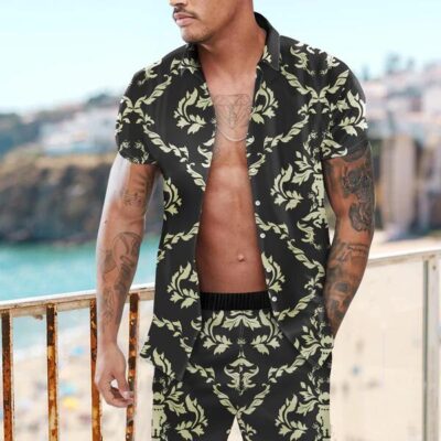 Shopnova Men's Luxury Printed Shirts and Shorts Set Summer Vacation Outfits