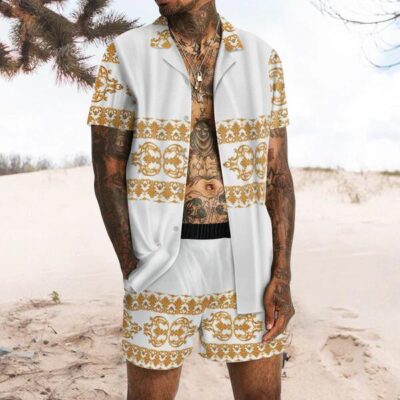 Shopnova Men's Luxury Printed Two Pieces Outfits Aloha Shirt Sets