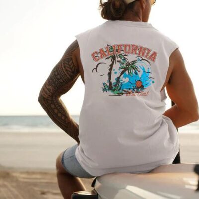 NOVAROPA™California West Coast Men's Beach Tank Top-B