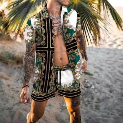 Shopnova Men's Beach Wear Summer Outfits Two Pieces Set
