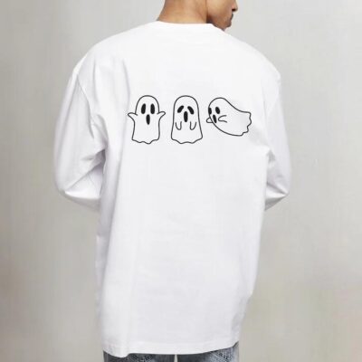 Ghost Print Men's Cotton Long Sleeve Tee