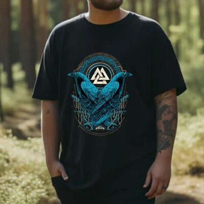 Odin's Ravens and Valknut Celtic Elements Viking Tee